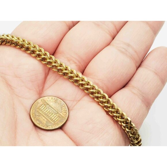 Italian 5.1mm Wide Box Wheat Link Tennis Bracelet 8-1/4" Long 14k Gold - Picture 5 of 6